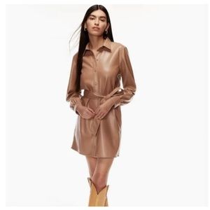 Aritzia Wilfred Caroline brown leather dress
